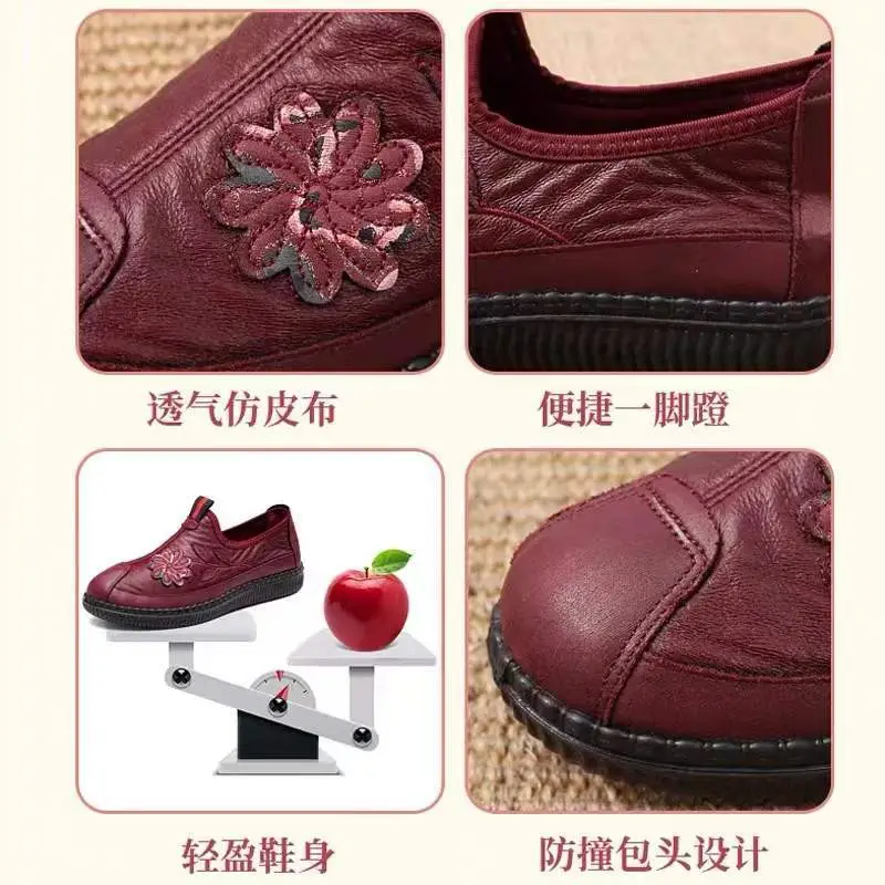 Spring New Old Beijing Cloth Shoes Women's Single Shoes Middle-aged and Elderly Lightweight Non-slip Casual Shoes Stepping Mom Shoes Elderly Shoes - Image 5
