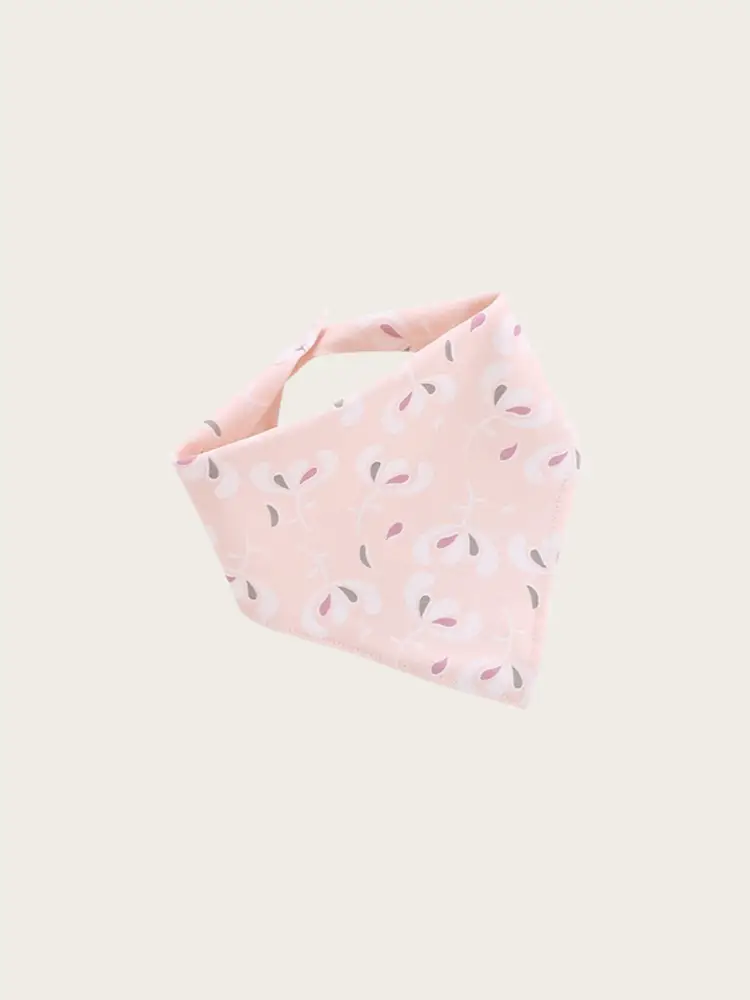 Pink Cotton Baby Bib with Double Snap Closure - Image 6