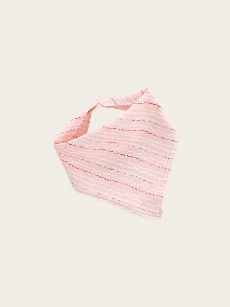 Pink Cotton Baby Bib with Double Snap Closure - Image 8