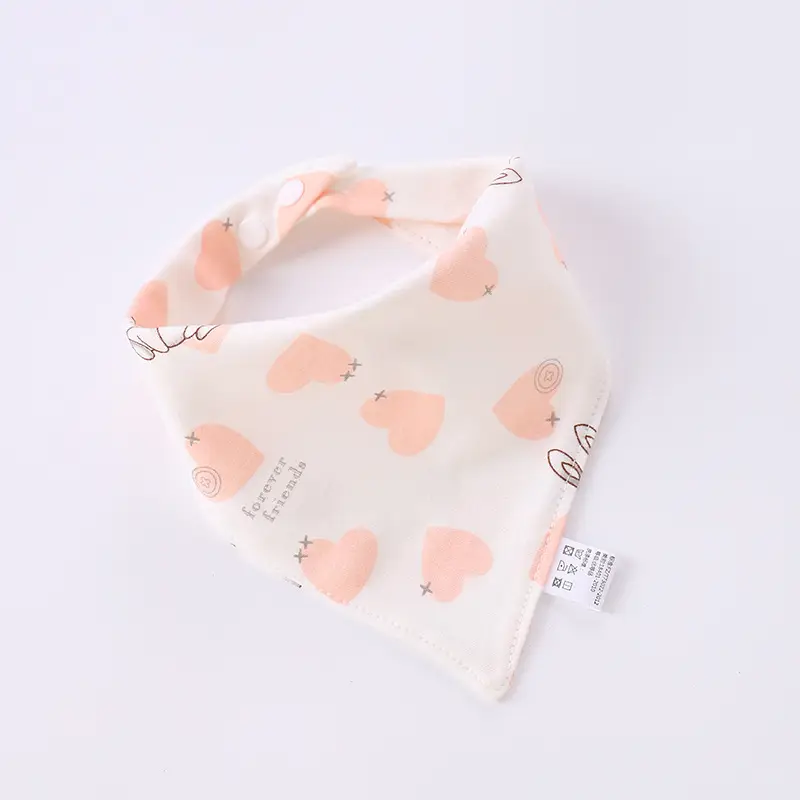 Pink Cotton Baby Bib with Double Snap Closure - Image 3