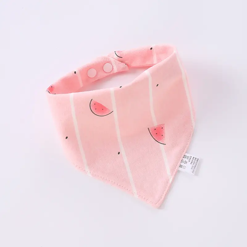 Pink Cotton Baby Bib with Double Snap Closure - Image 4