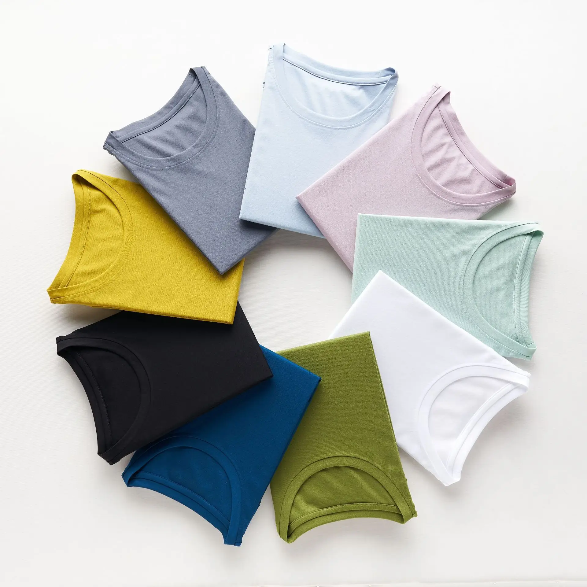 Women Mercerized Cotton V-Neck T-Shirt Olive Green - Image 32