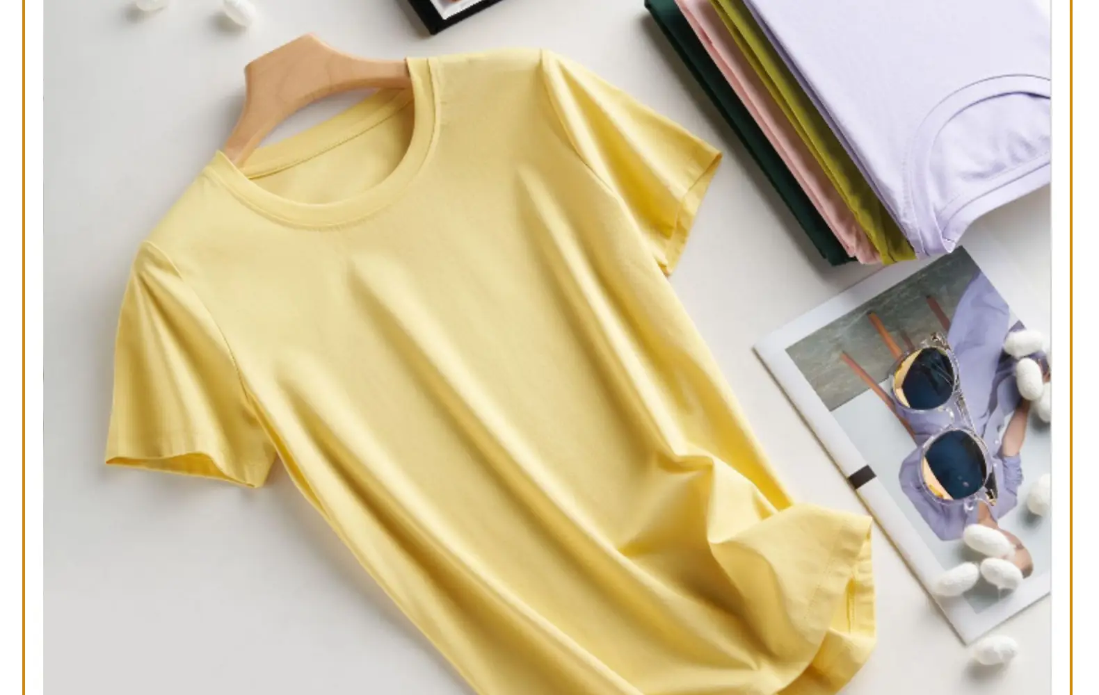 Women Mercerized Cotton V-Neck T-Shirt Olive Green — feature 100