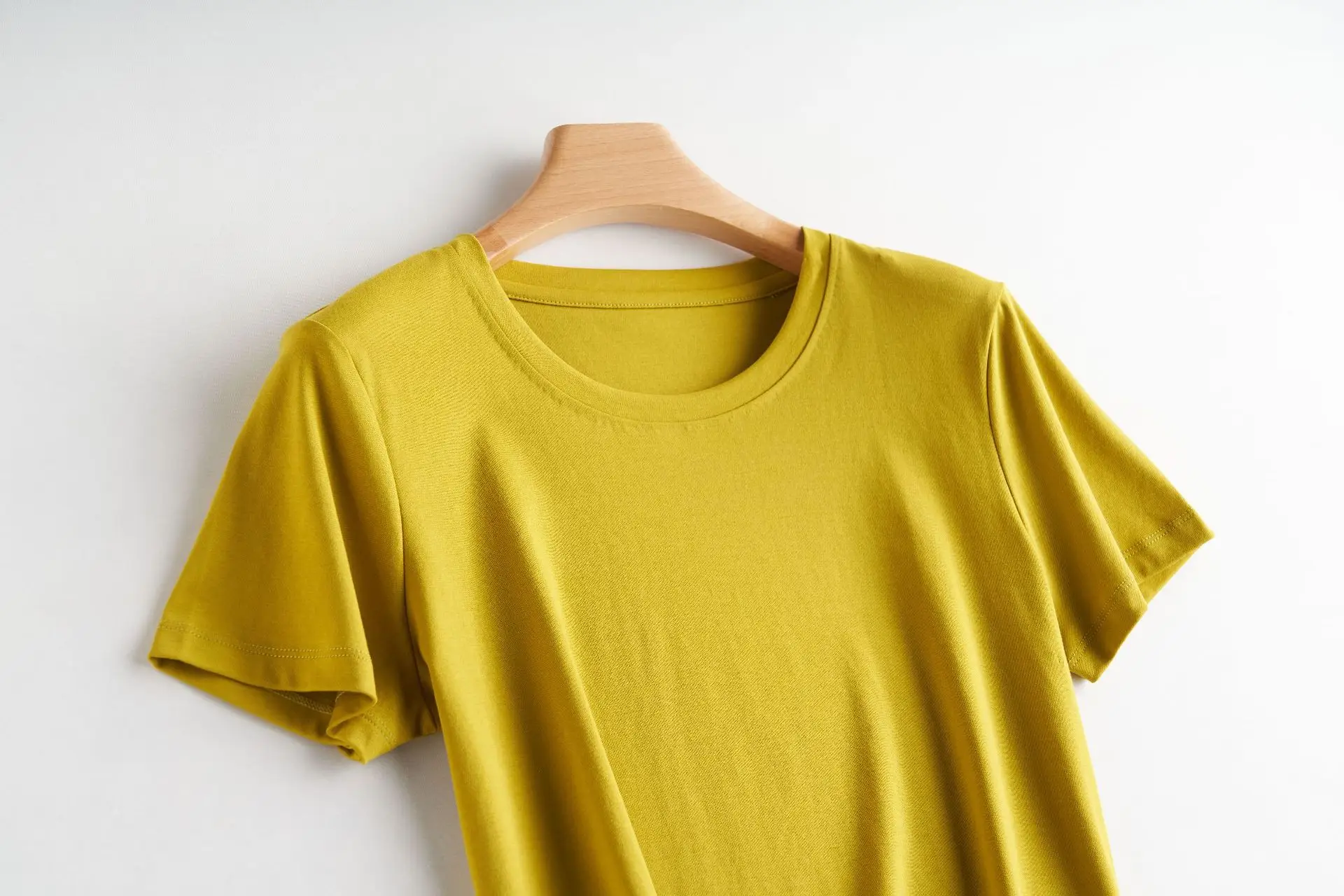 Women Mercerized Cotton V-Neck T-Shirt Olive Green - Image 13