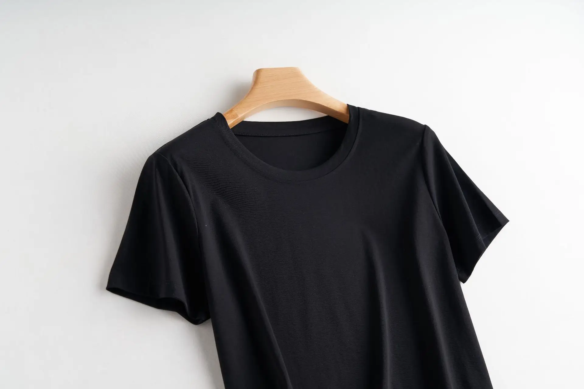 Women Mercerized Cotton V-Neck T-Shirt Olive Green - Image 2