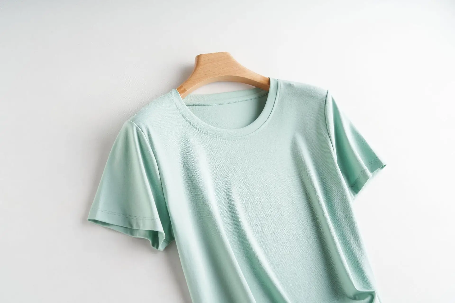Women Mercerized Cotton V-Neck T-Shirt Olive Green - Image 4