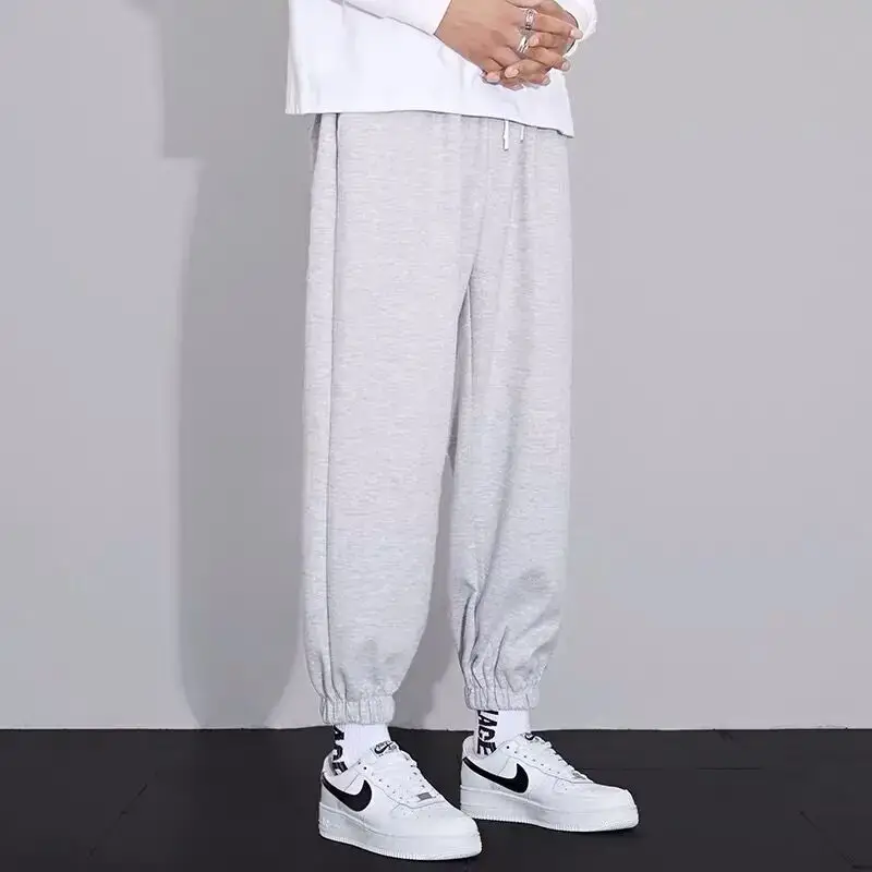 Men's Gray Loose Straight Leg Jogger Pants - Image 5