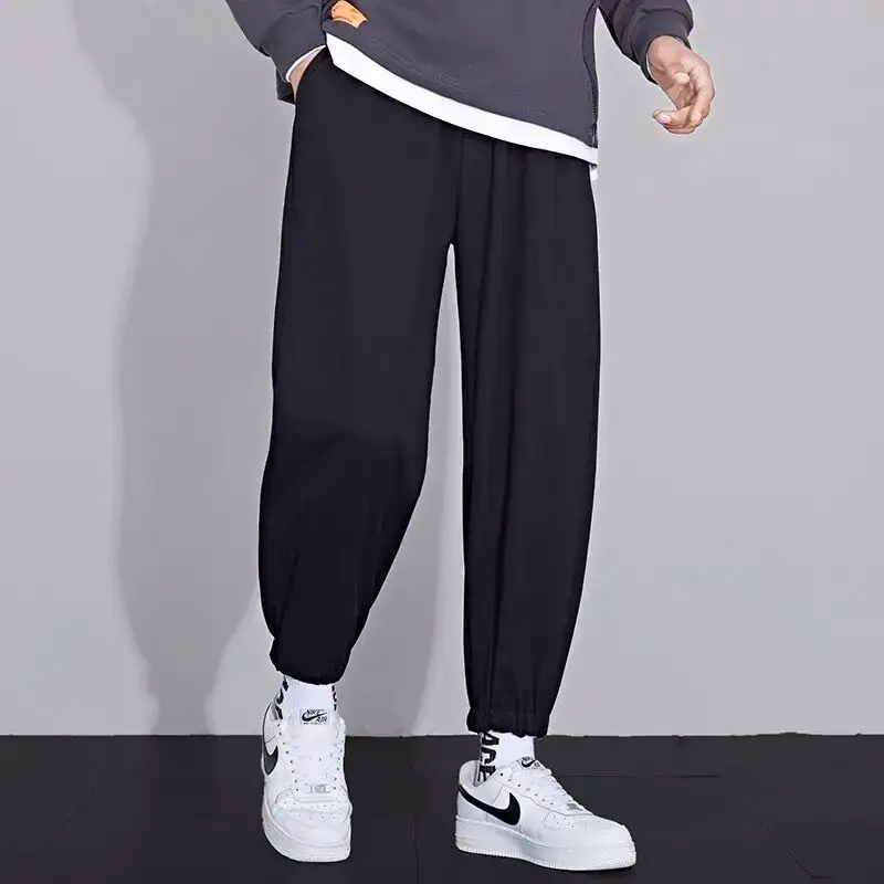 Men's Gray Loose Straight Leg Jogger Pants - Image 6