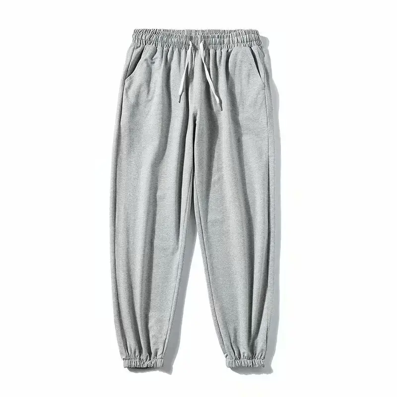 Men's Gray Loose Straight Leg Jogger Pants - Image 8