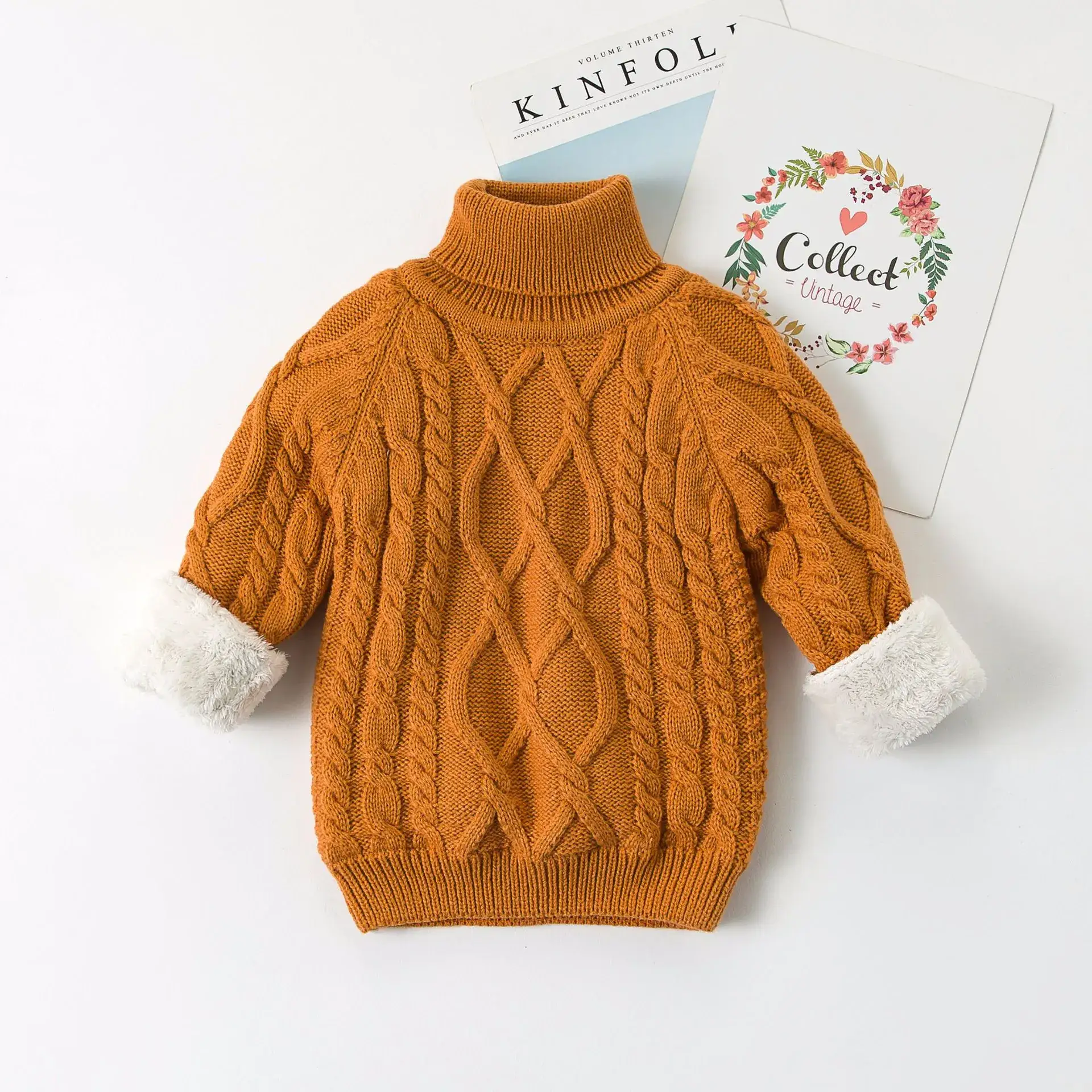Baby Velvet Horse Embroidered Turtleneck Sweater - Image 12