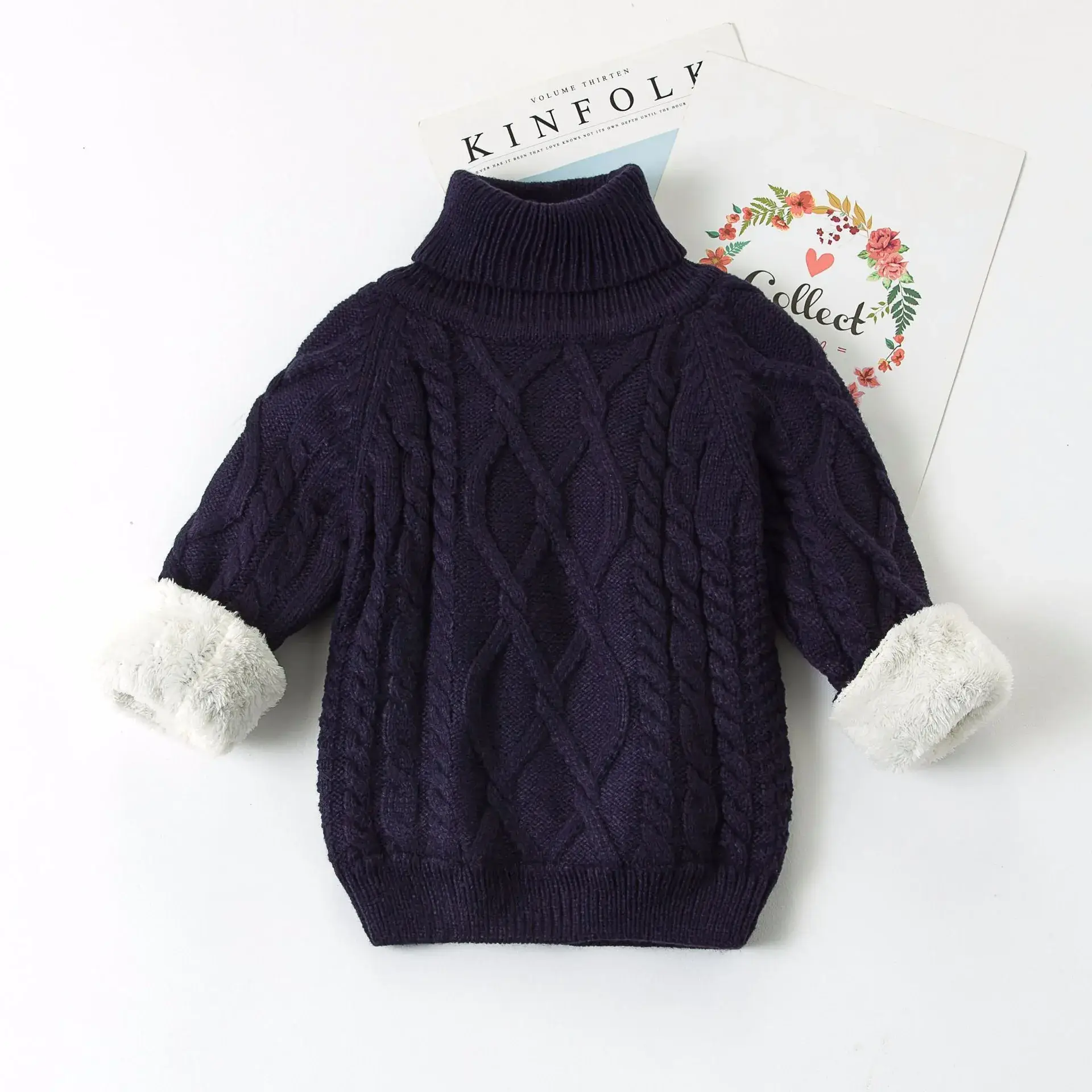 Baby Velvet Horse Embroidered Turtleneck Sweater - Image 13