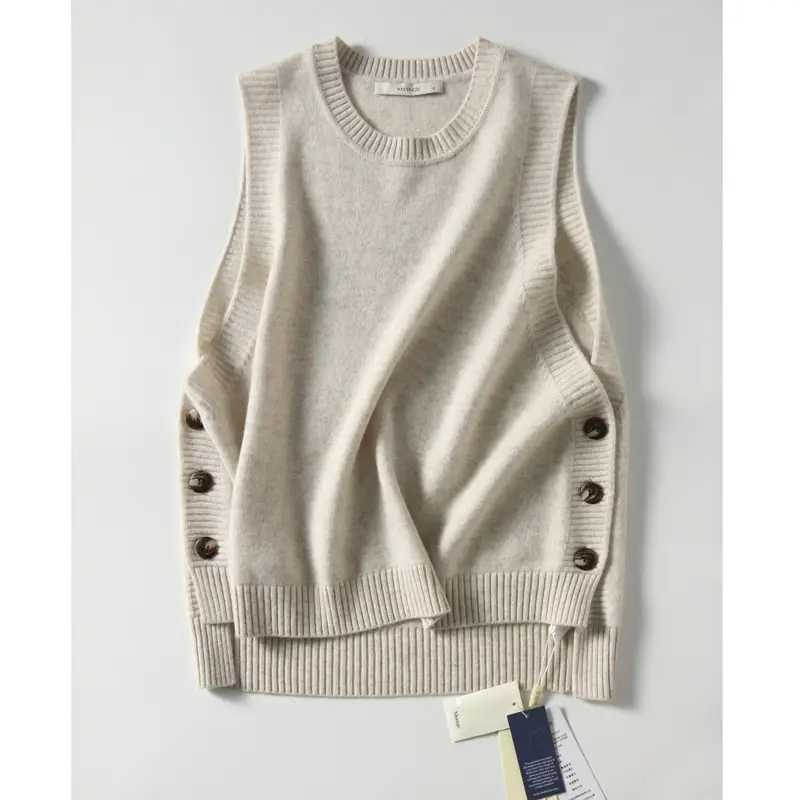 Women Wool Knitted Vest Blue Korean Style 2021 — feature 3