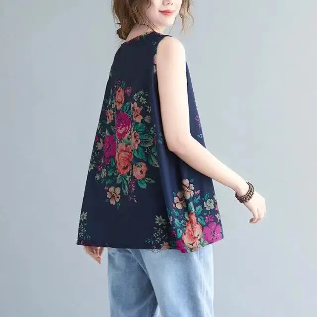 Loose Sleeveless Floral Vest for Women Summer Wear — feature 4