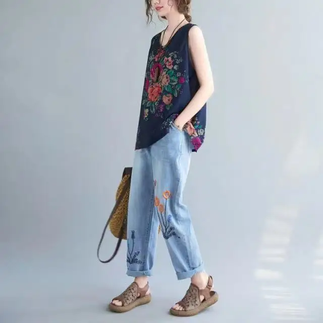Loose Sleeveless Floral Vest for Women Summer Wear — feature 5