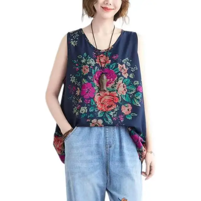 Loose Sleeveless Floral Vest for Women Summer Wear — feature 6
