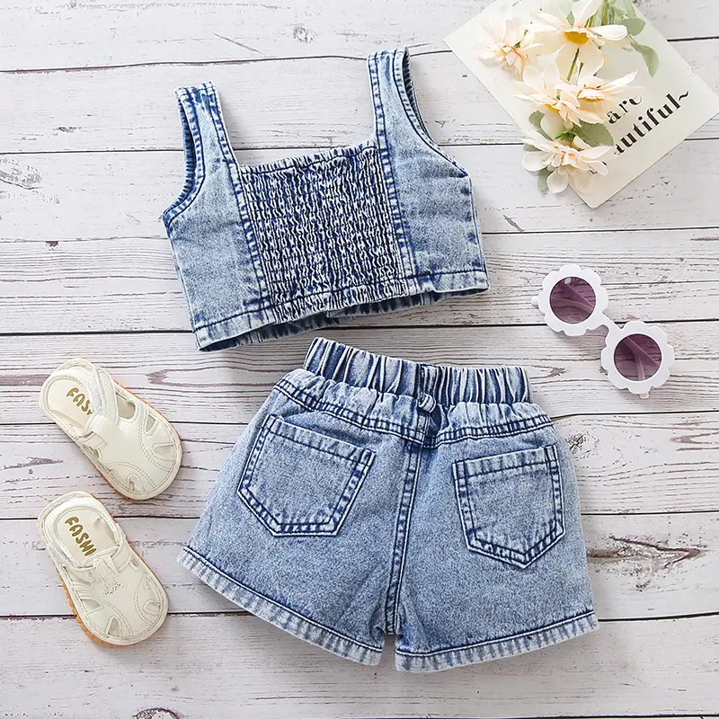 Girls Denim Watermelon Camisole Shorts Set