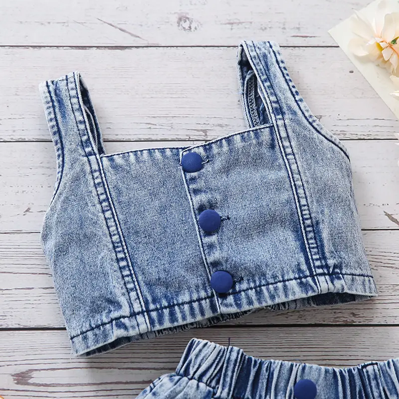 Girls Denim Watermelon Camisole Shorts Set