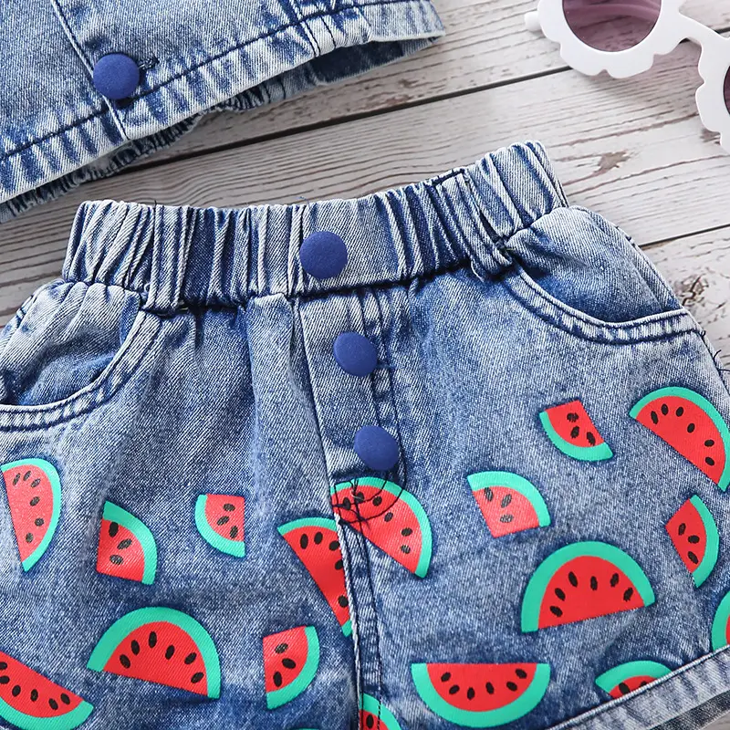 Girls Denim Watermelon Camisole Shorts Set