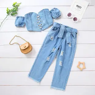 Girls Denim Watermelon Camisole Shorts Set — feature 7