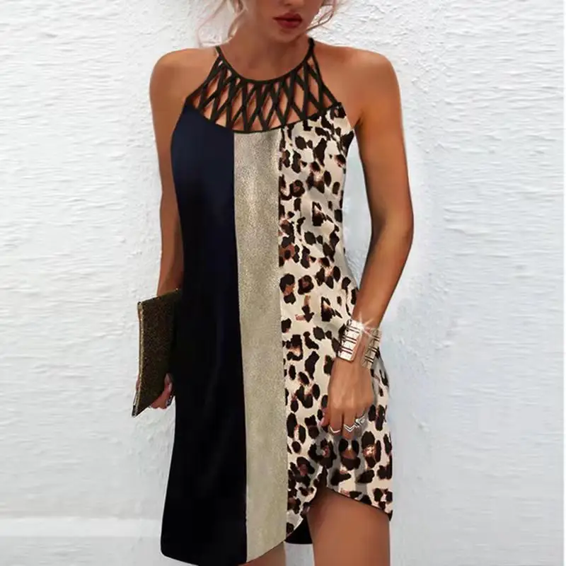 Women's Blue Mesh Sleeveless Dress with Patterned Shorts - Image 4