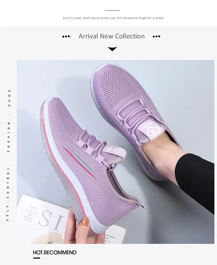Women Purple Mesh Casual Sports Shoes Flat Non-Slip — feature 2