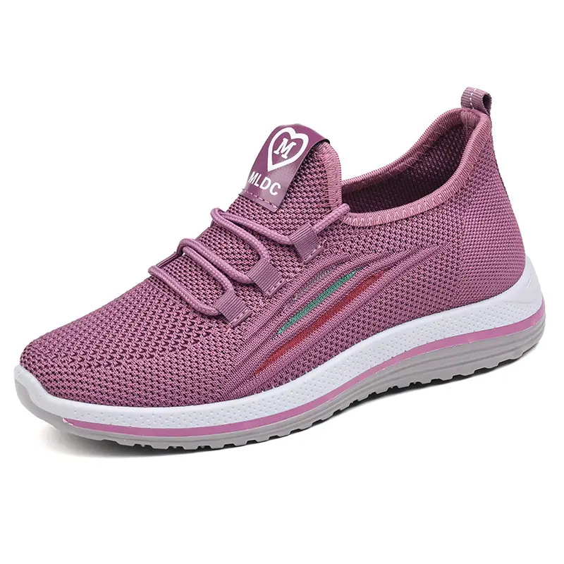 Women Purple Mesh Casual Sports Shoes Flat Non-Slip - Image 2