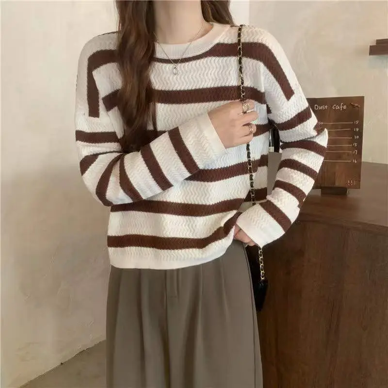 Women Striped Long Sleeve Turtleneck Sweater - Image 9