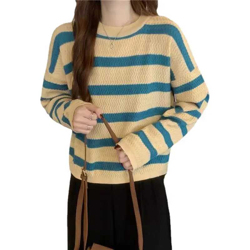 Women Striped Long Sleeve Turtleneck Sweater - Image 10