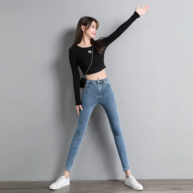 879 High Waist Skinny Jeans Women 2022 Spring Autumn New Slim Skinny Pants Elegant - Image 6