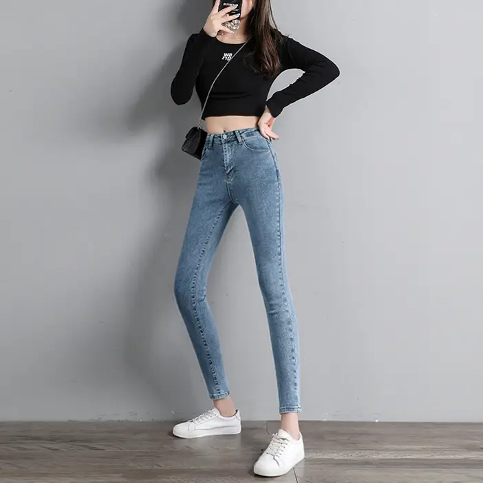 879 High Waist Skinny Jeans Women 2022 Spring Autumn New Slim Skinny Pants Elegant - Image 7