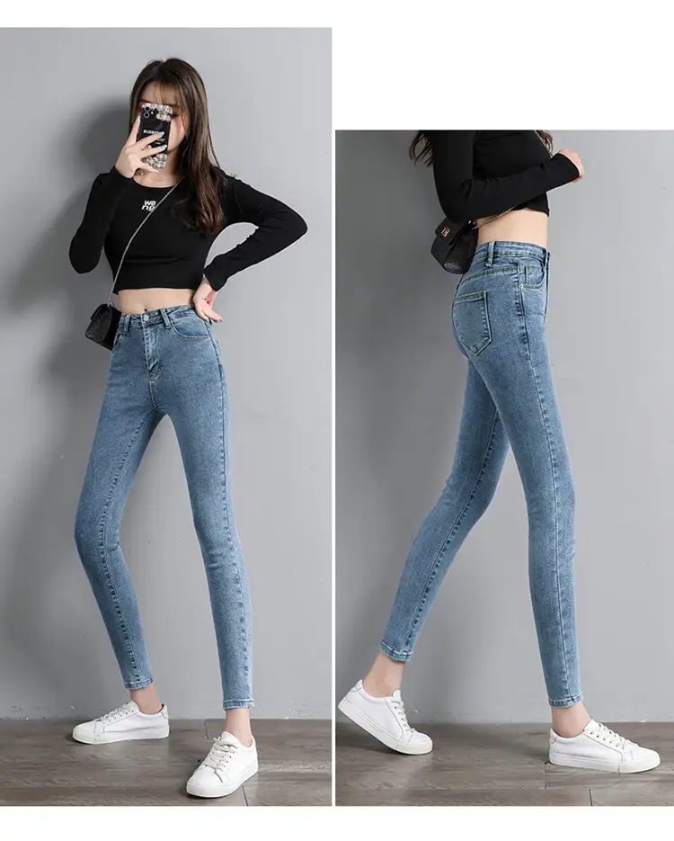 879 High Waist Skinny Jeans Women 2022 Spring Autumn New Slim Skinny Pants Elegant — feature 16