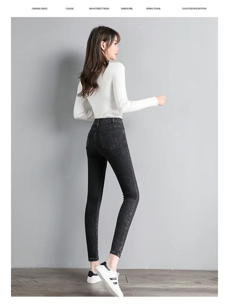 879 High Waist Skinny Jeans Women 2022 Spring Autumn New Slim Skinny Pants Elegant — feature 19