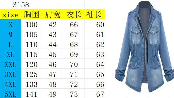 Women Denim Jacket Light Blue Zipper Decorated Elastic Waist — feature 1