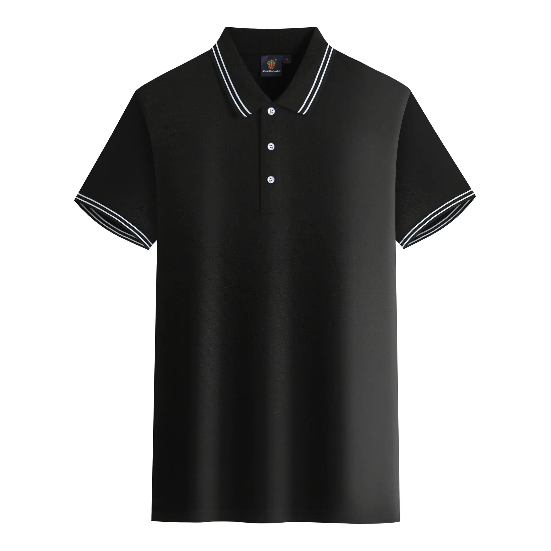 Men Black Polo Shirt with White Trim