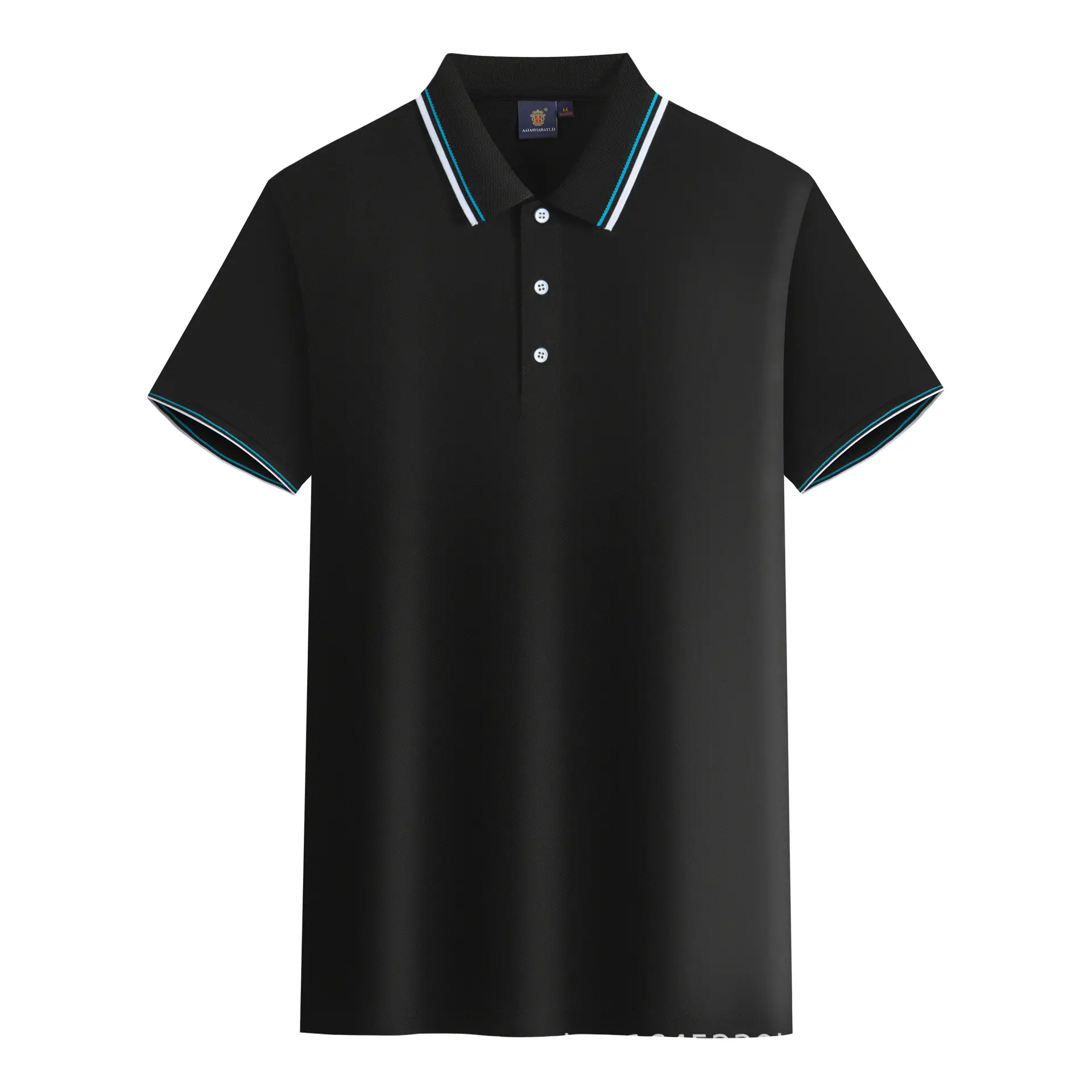 Men Black Polo Shirt with White Trim