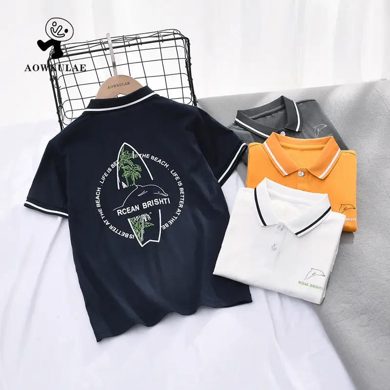 Orange Boys Polo T-Shirt with White Trim - Image 5