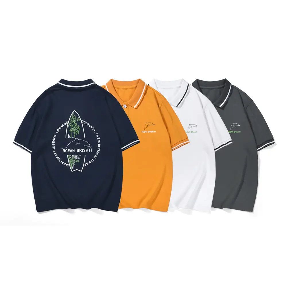 Orange Boys Polo T-Shirt with White Trim - Image 6