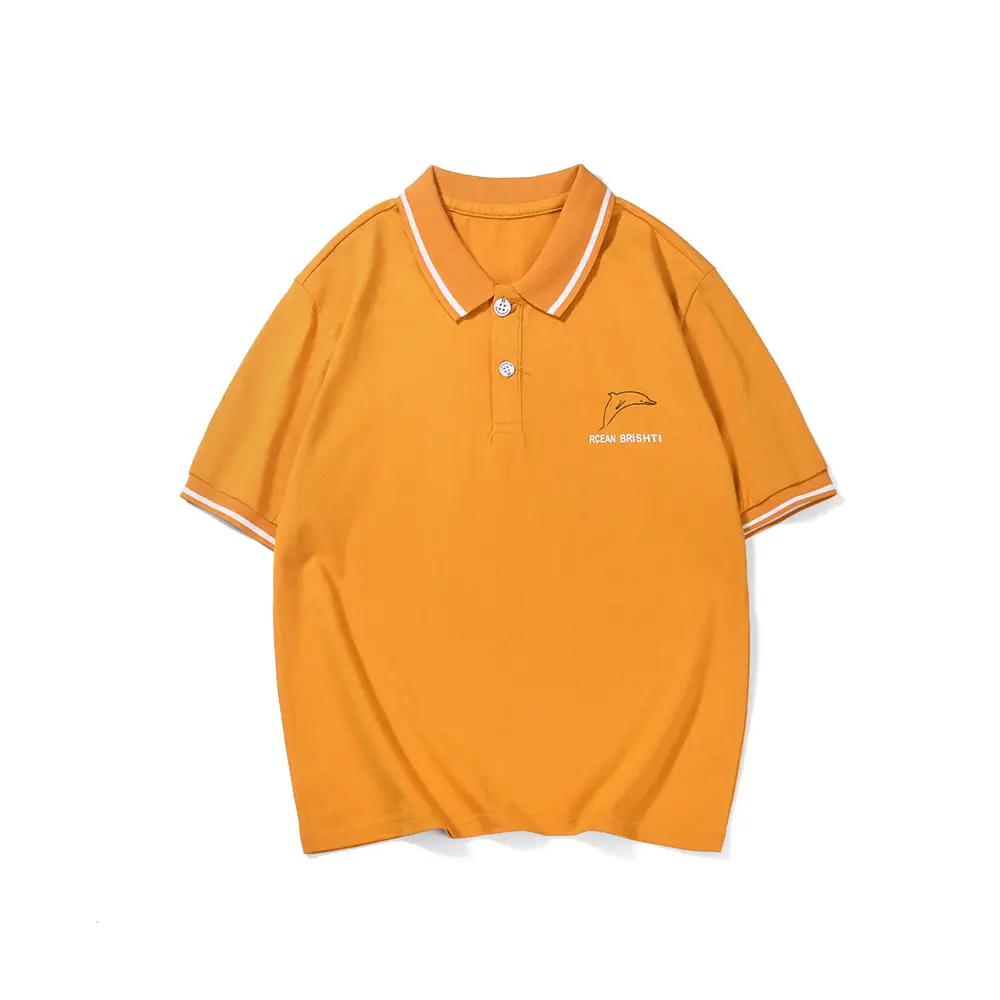 Orange Boys Polo T-Shirt with White Trim - Image 7