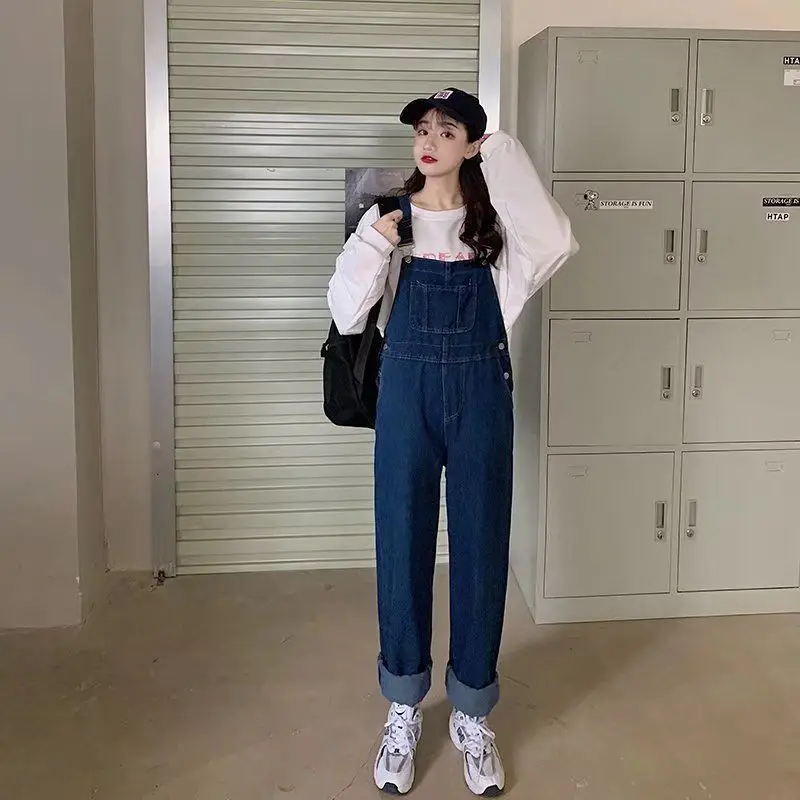 Women Denim Overalls Dark Blue Slimming 2026