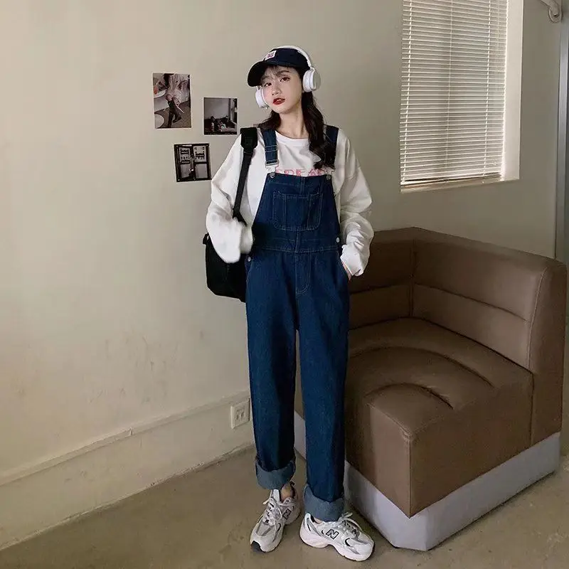 Women Denim Overalls Dark Blue Slimming 2026