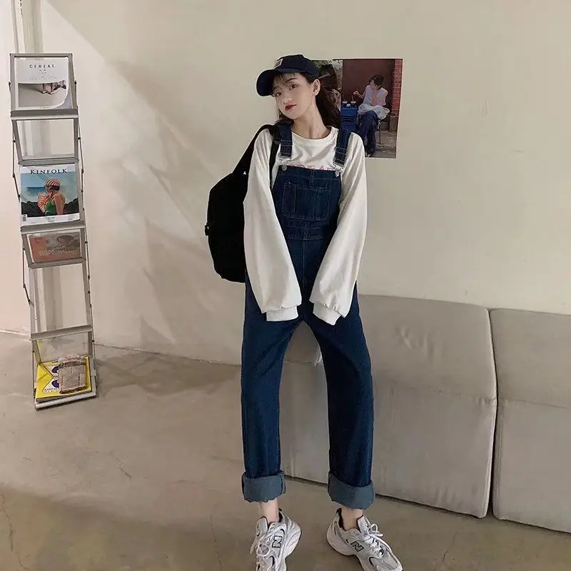 Women Denim Overalls Dark Blue Slimming 2026