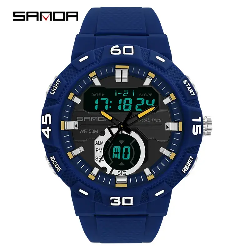 Sanda Men's Grey Dual Display Electronic Watch - Image 12