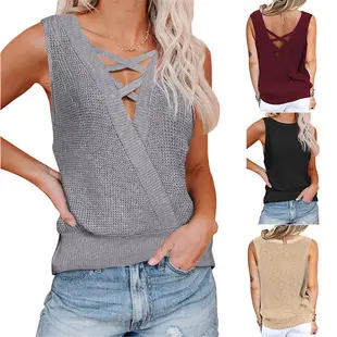 Cross Halter Camisole Knitted Orange 2025 — feature 6