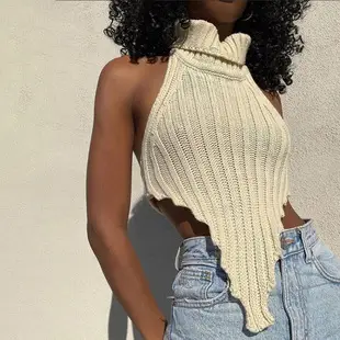 Cross Halter Camisole Knitted Orange 2025 — feature 8