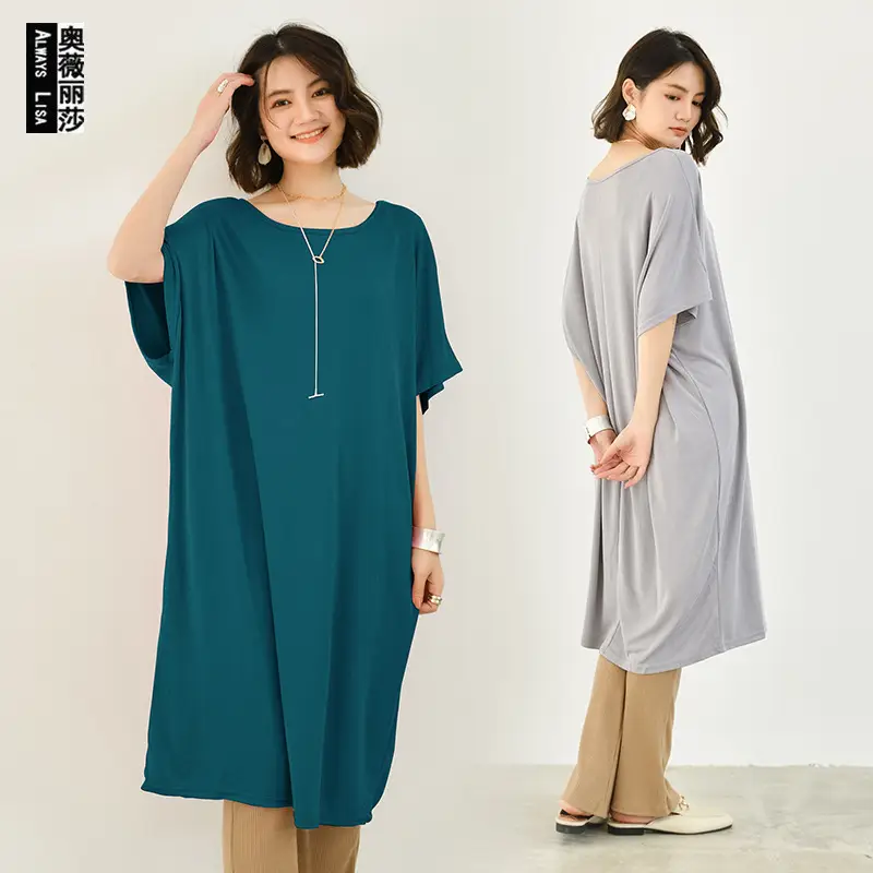 Women's Long Sleeve Cotton Dress Olive Green Large - Image 8