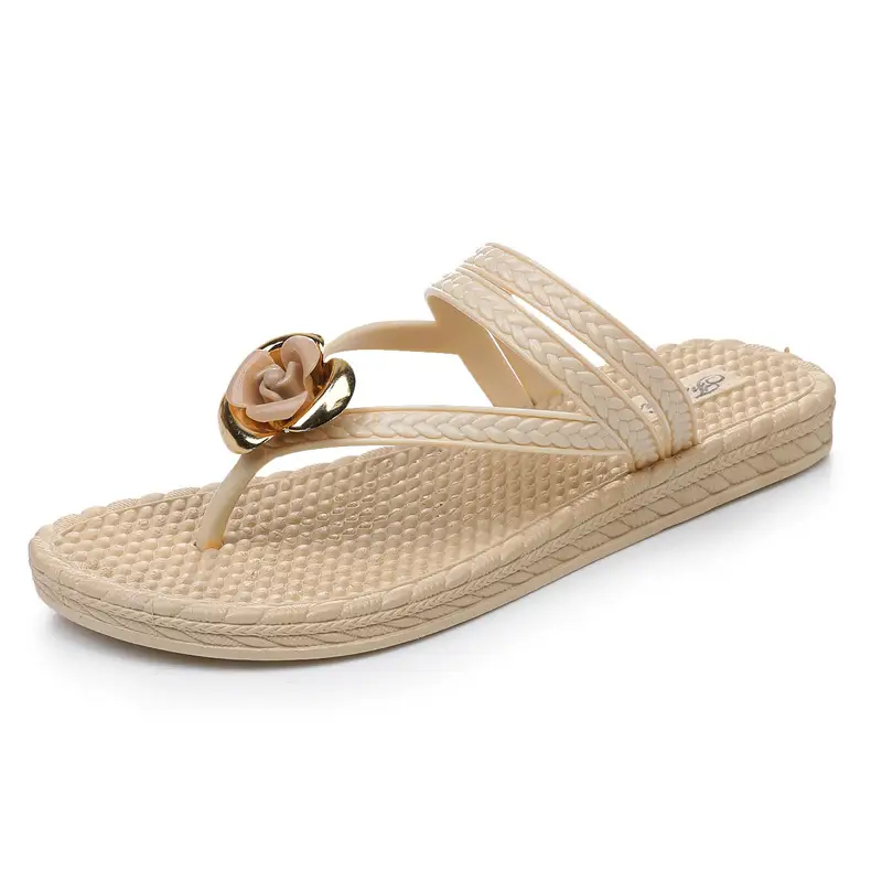 Women's Black Flower Clip-toe Sandals Summer