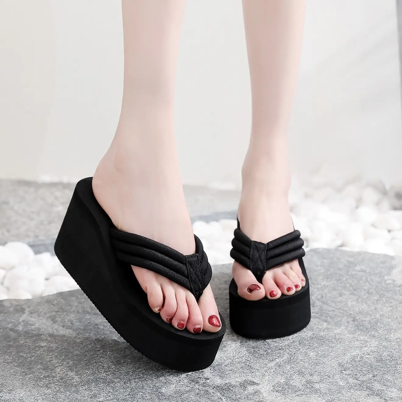 Women Super High Heel Flip Flops Summer Sandals - Image 8