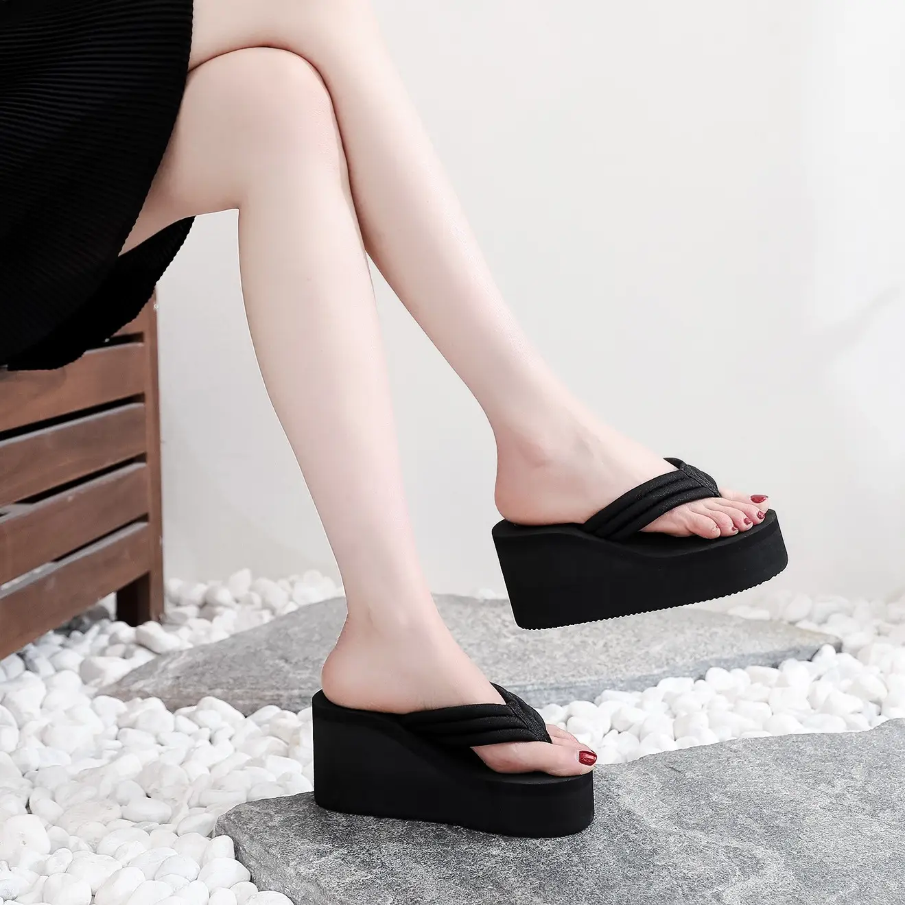 Women Super High Heel Flip Flops Summer Sandals - Image 9
