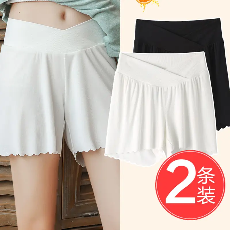 Maternity Black Shorts Elastic Waist Scalloped Edge - Image 8