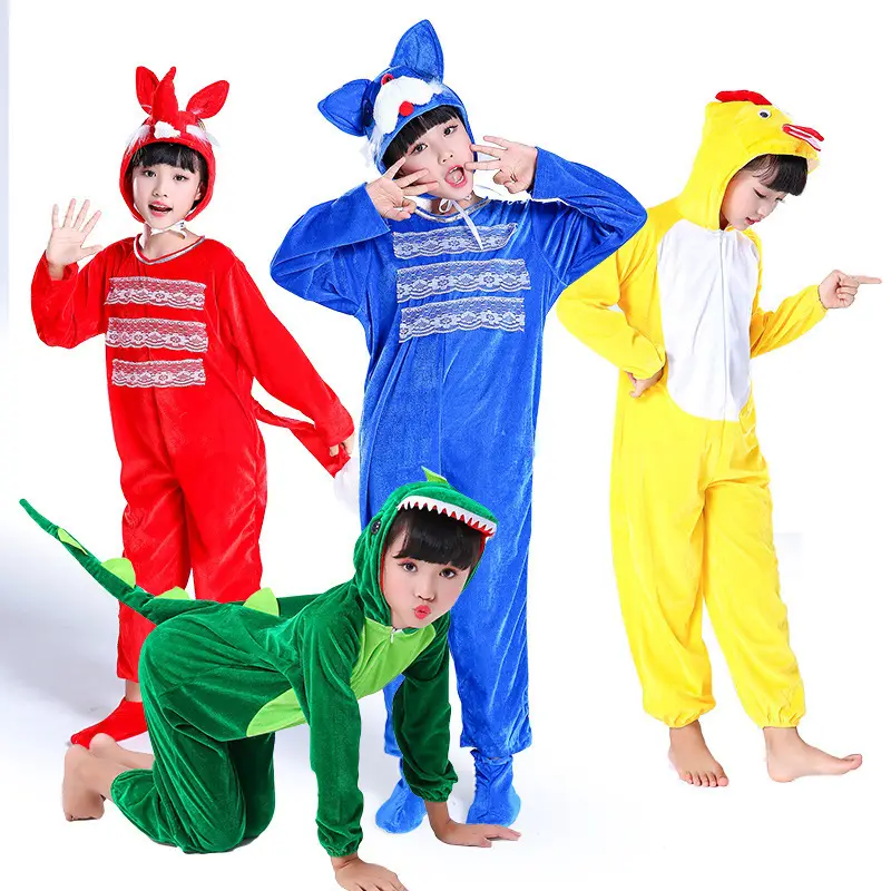 White Rabbit Hooded Suit for Kids Animal Performance Clothing